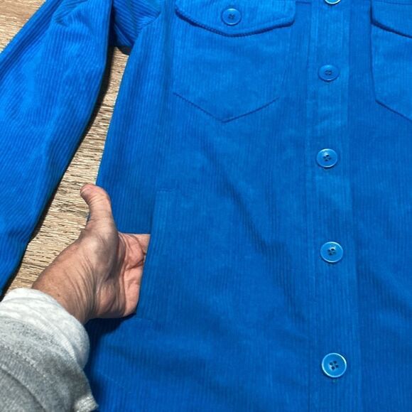 Anthropologie Avec Les Filles oversized blue corduroy Shakett jacket -XS - Picture 5 of 8